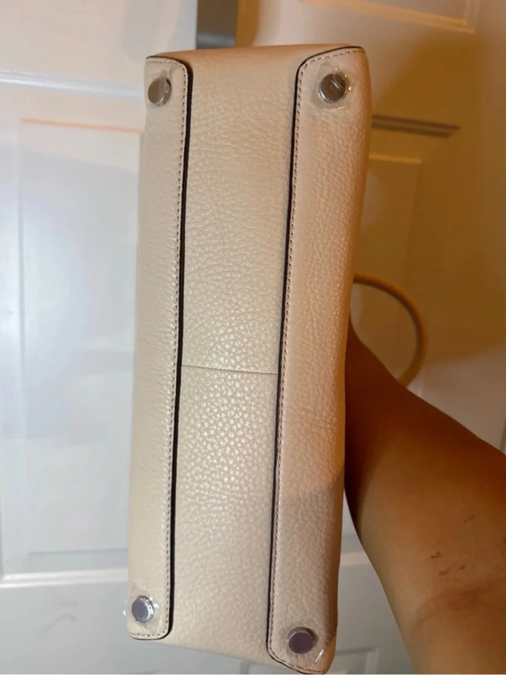 Michael Kors Light Beige Pebbled Leather Satchel